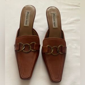 Etienne Aigner Rajo Brown Leather Mules - Women’s 7.5 Shoe